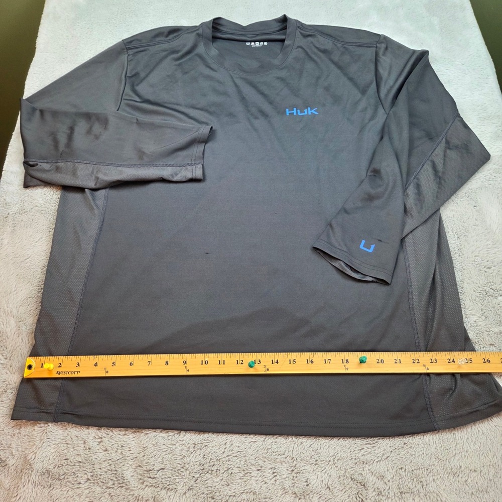Huk Fishing Performance Shirt Mens XXXL Long Sleeve Mesh Panel Active Dark Gray
